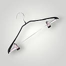 Вішачки плечики з прищіпками 42 см тремпеля металеві в силіконі посилені чорні упаковка 5 шт, фото 2