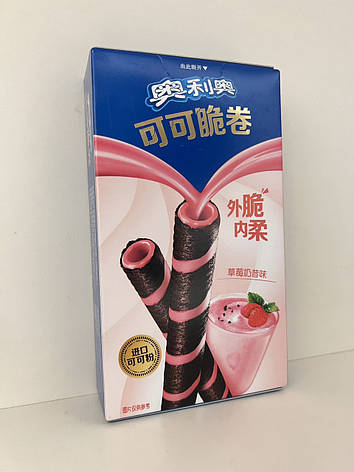 Вафельні трубочки OREO crispy strawberry milkshake rolls 50 г, фото 2