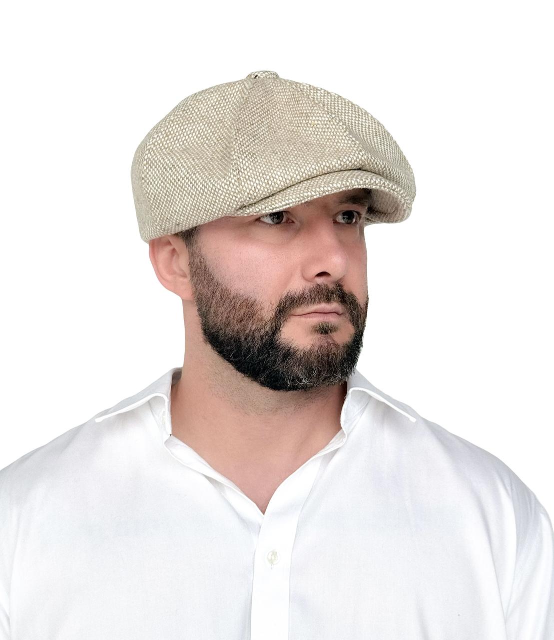 Кепка чоловіча восьмиклинка Хуліганка бежева з твіду, фото 1