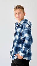 Тепла синя флісова сорочка в клітку для хлопчика тм Bosskids