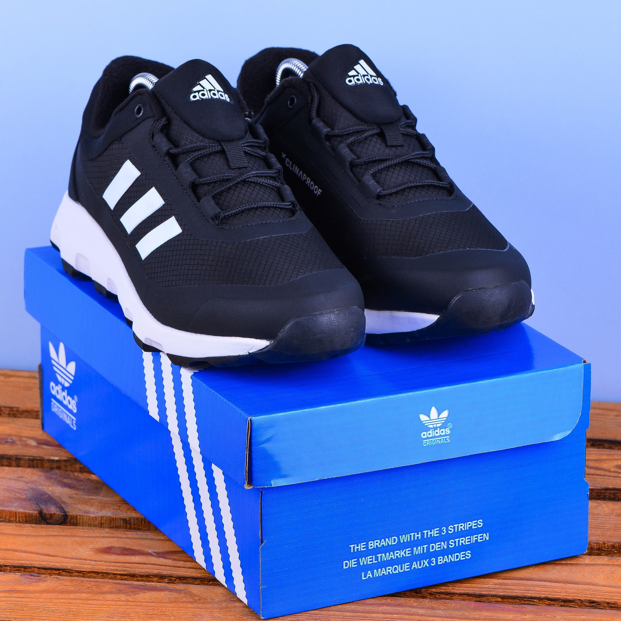 Термо Зимові Adidas Terrex Чоловічі Кросівки чорні з білим, фото 1