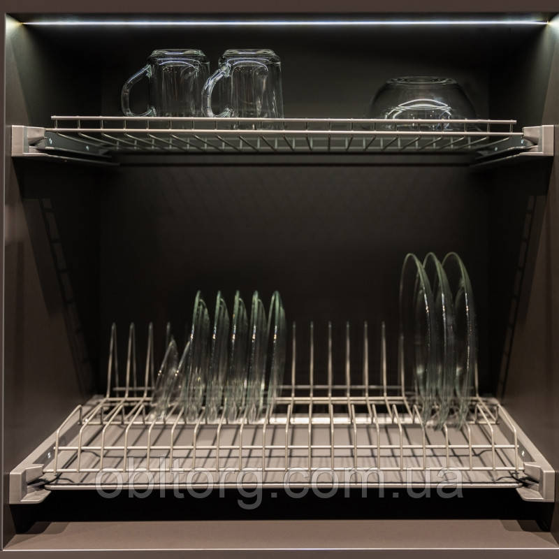 Сушка для посуду фасад 600мм графіт (1 піддон пластик) VIBO, фото 1