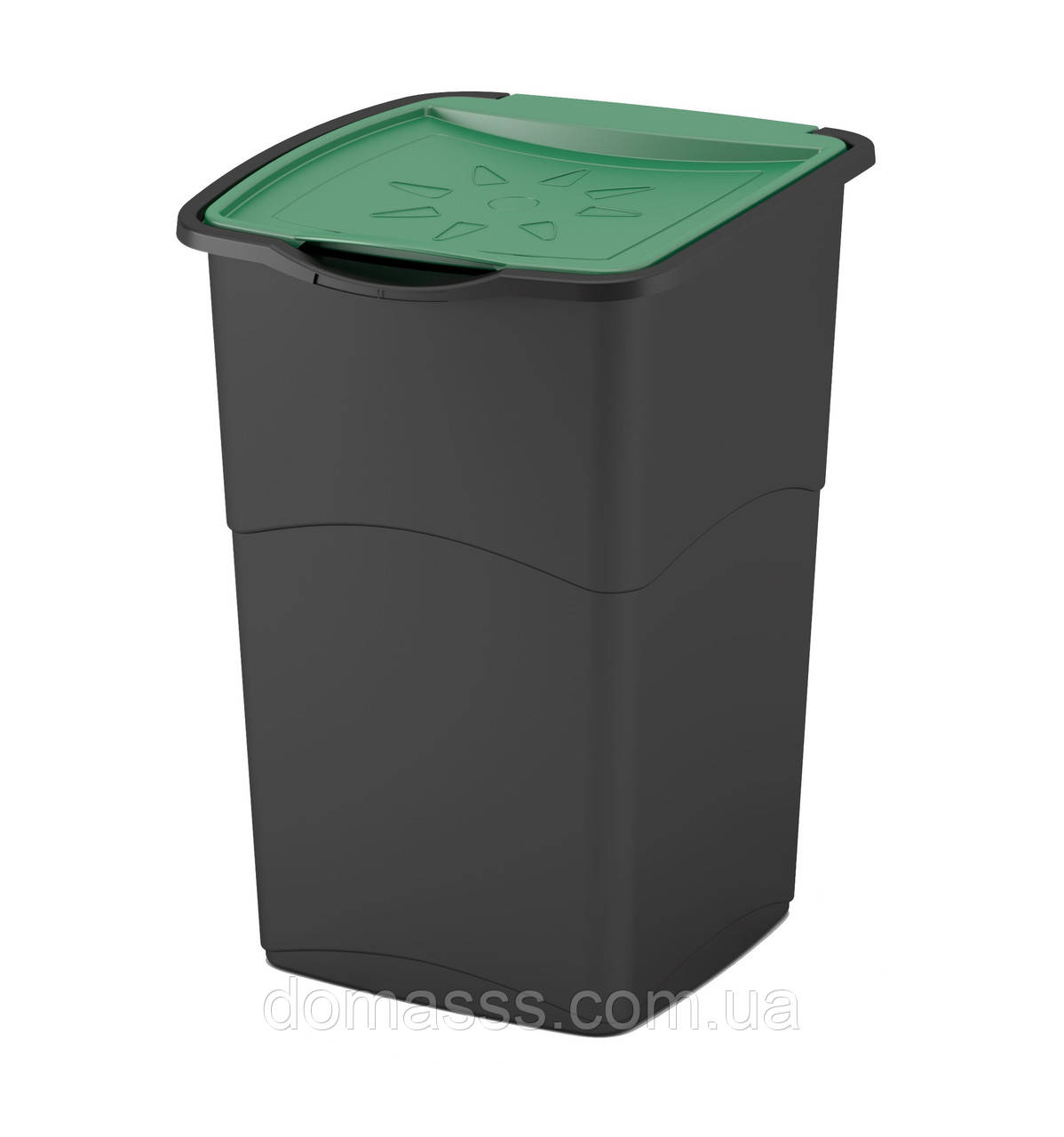 Сміттєвий бак для роздільного збору відходів Curver Koral bin 47 л чорний/зелений пластиковий контейнер для сміття (67032), фото 1
