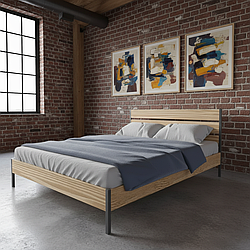 Ліжко двоспальне "Лофт 2" 160х200 см з натурального дерева ясен
