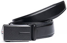 Ремінь чоловічий шкіряний пряжка автомат ширина 3,5 см чорний брючний натуральна шкіра гладка C40-1759