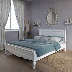 Дерев'яне ліжко "Моне" 160х200 см з масиву дерева в білому кольорі