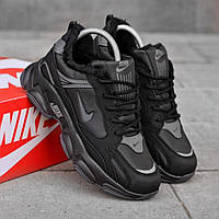 Мужские зимние кроссовки Nike Spark Black с мехом Найк утепленные зима мех черные