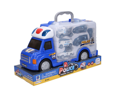 Іграшкова “Фура Пожежна” з металевими машинками світлом і звуком Синій, фото 1