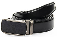 Ремінь чоловічий шкіряний пряжка автомат ширина 3,5 см чорний брючний натуральна шкіра гладка C40-1050-2