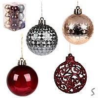 Набір куль 6см 12шт синій,червоний,бронзовий №9777(36)