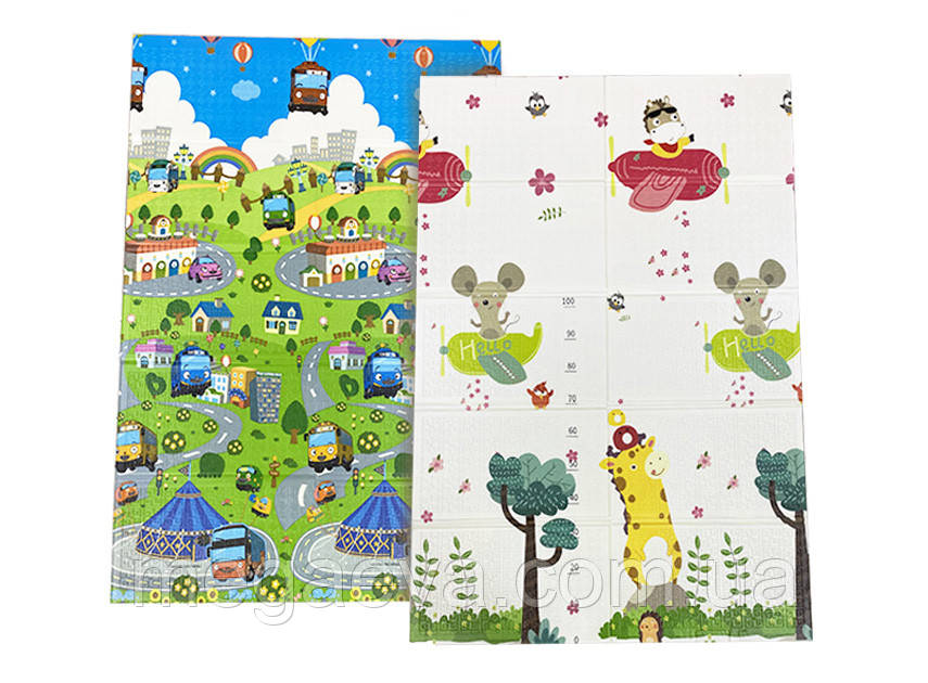 Дитячий термокилимок двосторонній Складний Літак ХРЕ 005/025 Цирк 1.8х1.2м 8мм +сумка