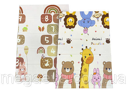 Дитячий термокилимок двосторонній Складний Класики ХРЕ 058/060 Леви Жирафи 1.8х1.2м 8мм +сумка, фото 1