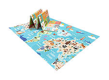 Дитячий термокилимок двосторонній Складний Мапа світу HF38/HF50 Тваринки 200х150х1см +сумка, фото 2