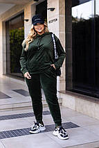 Велюровий спортивний костюм хакі великого розміру Розміри: 48-50, 52-54, 56-58, 60-62, фото 4