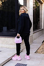 Велюровий спортивний костюм чорний великого розміру Розміри: 48-50, 52-54, 56-58, 60-62, фото 4