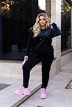 Велюровий спортивний костюм чорний великого розміру Розміри: 48-50, 52-54, 56-58, 60-62, фото 3