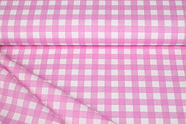 Сатин-твіл Клітинка яскраво-рожева