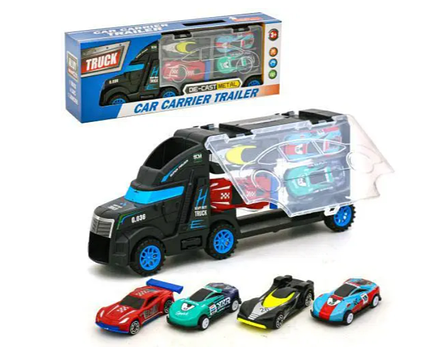Іграшкова фура Car Carrier Trailer з 5 металевими машинками, фото 1
