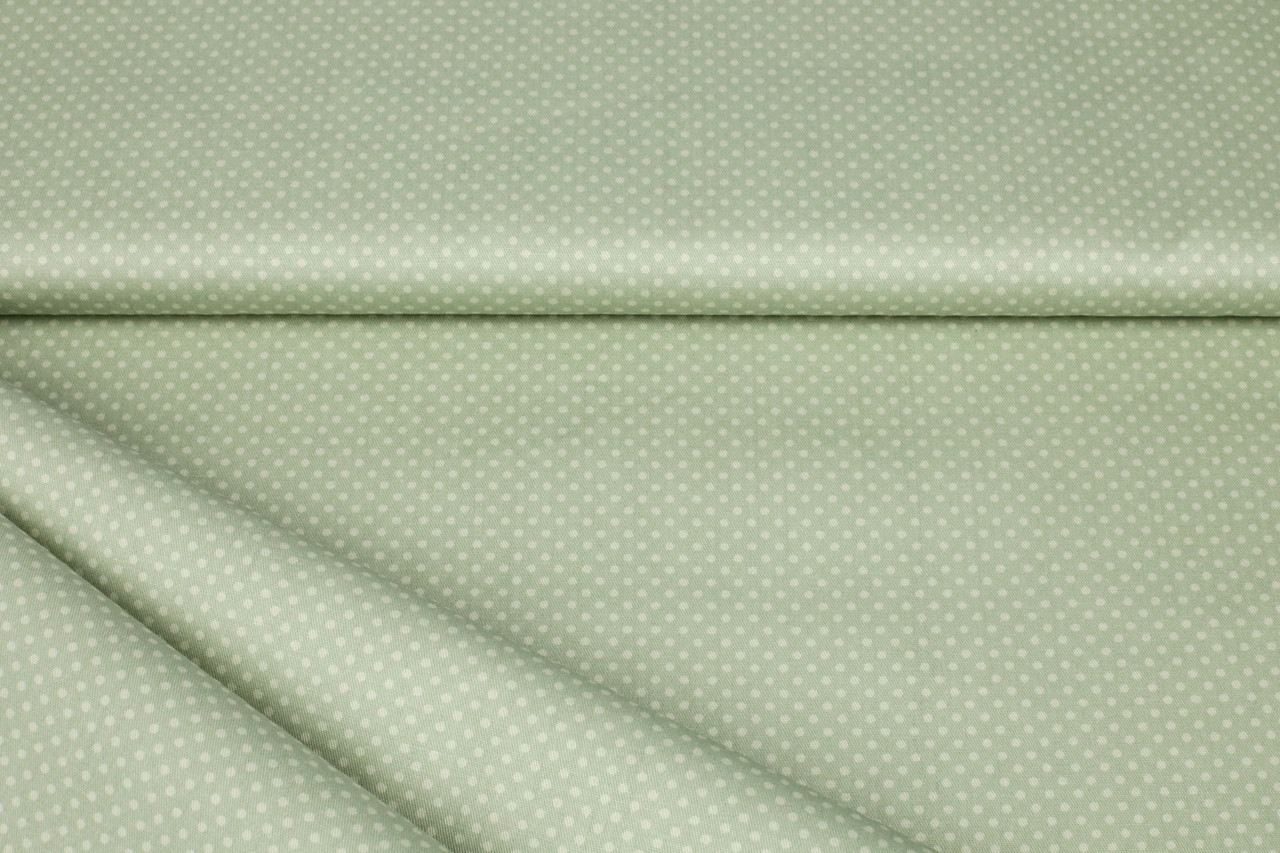 Сатин-твіл Крапки 2 мм на пильно-зеленому