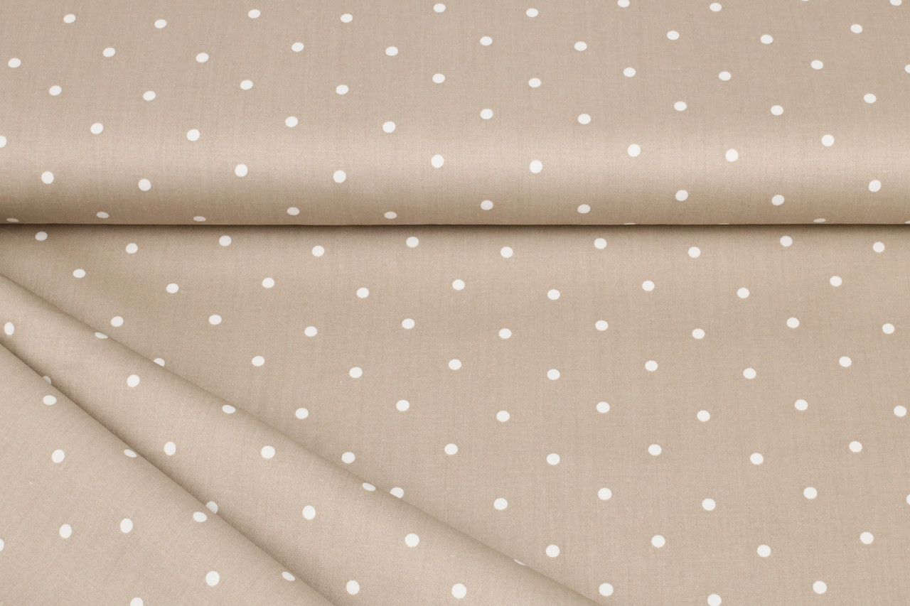 Сатин-твіл Горошки на бежевому