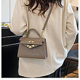 Дефект! Жіноча сумка 6012 крос-боді рептилія на ремінці бежева, фото 10