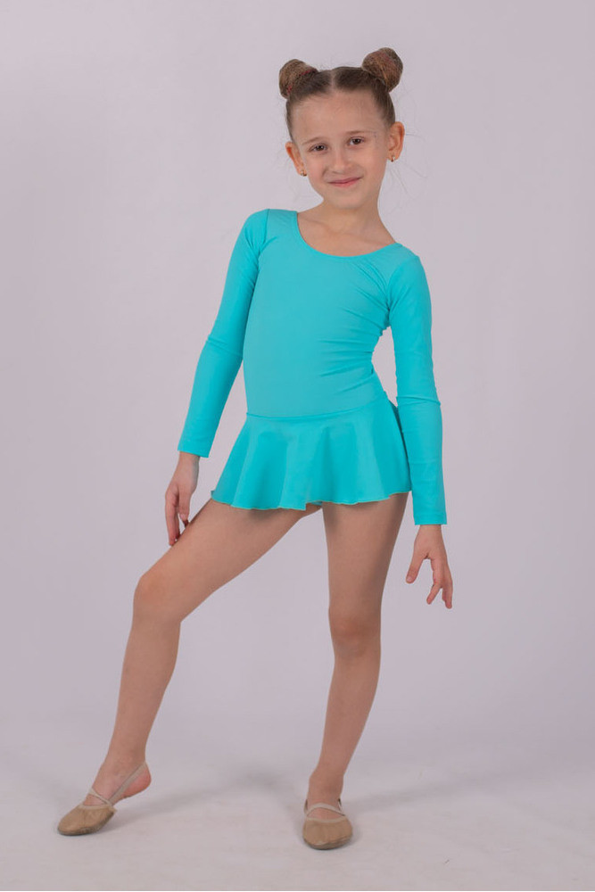 Купальник гімнастичний зі спідницею ментоловий біфлекс, фото 1