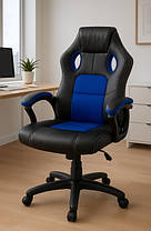 Крісло комп'ютерне геймерське Bonro YS-6056 синє з регулюванням висоти сидыння для офісу, підлітка, школяра, фото 3