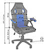 Крісло комп'ютерне геймерське Bonro YS-6056 синє з регулюванням висоти сидыння для офісу, підлітка, школяра, фото 10