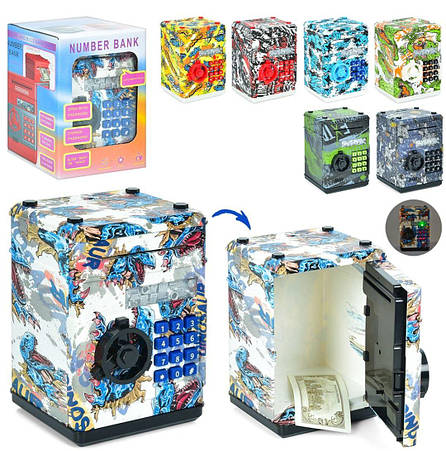 Сейф іграшковий з кодовим замком LED-підсвіткою музикою та втягуванням купюр, фото 1