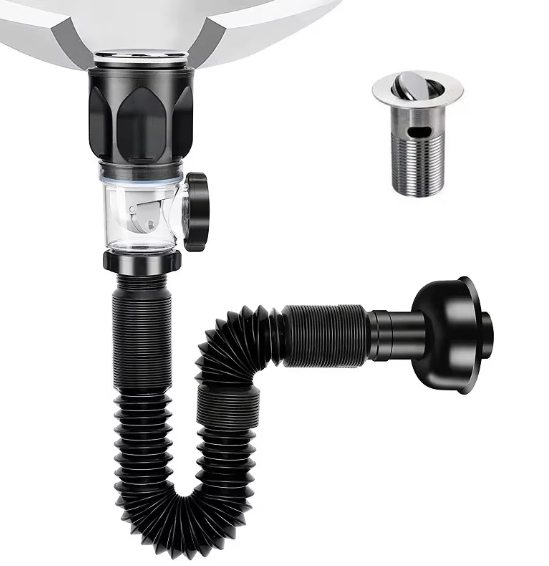 Сифон для умивальника із універсальним сухим клапаном (зі зворотним клапаном)