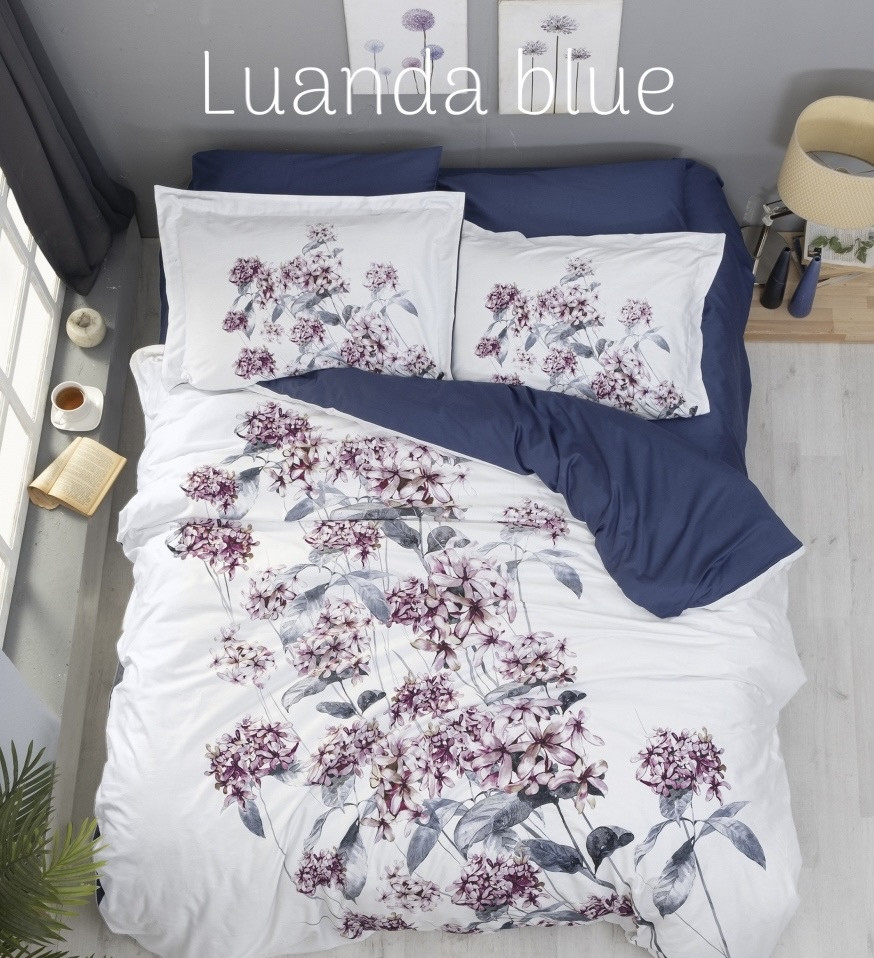 Постільна білизна сатинова полуторний розмір  Frist choice 3D Luanda blue, фото 1