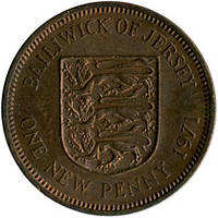 Монета Острова Джерсі 1 пені 1971-80 рр.