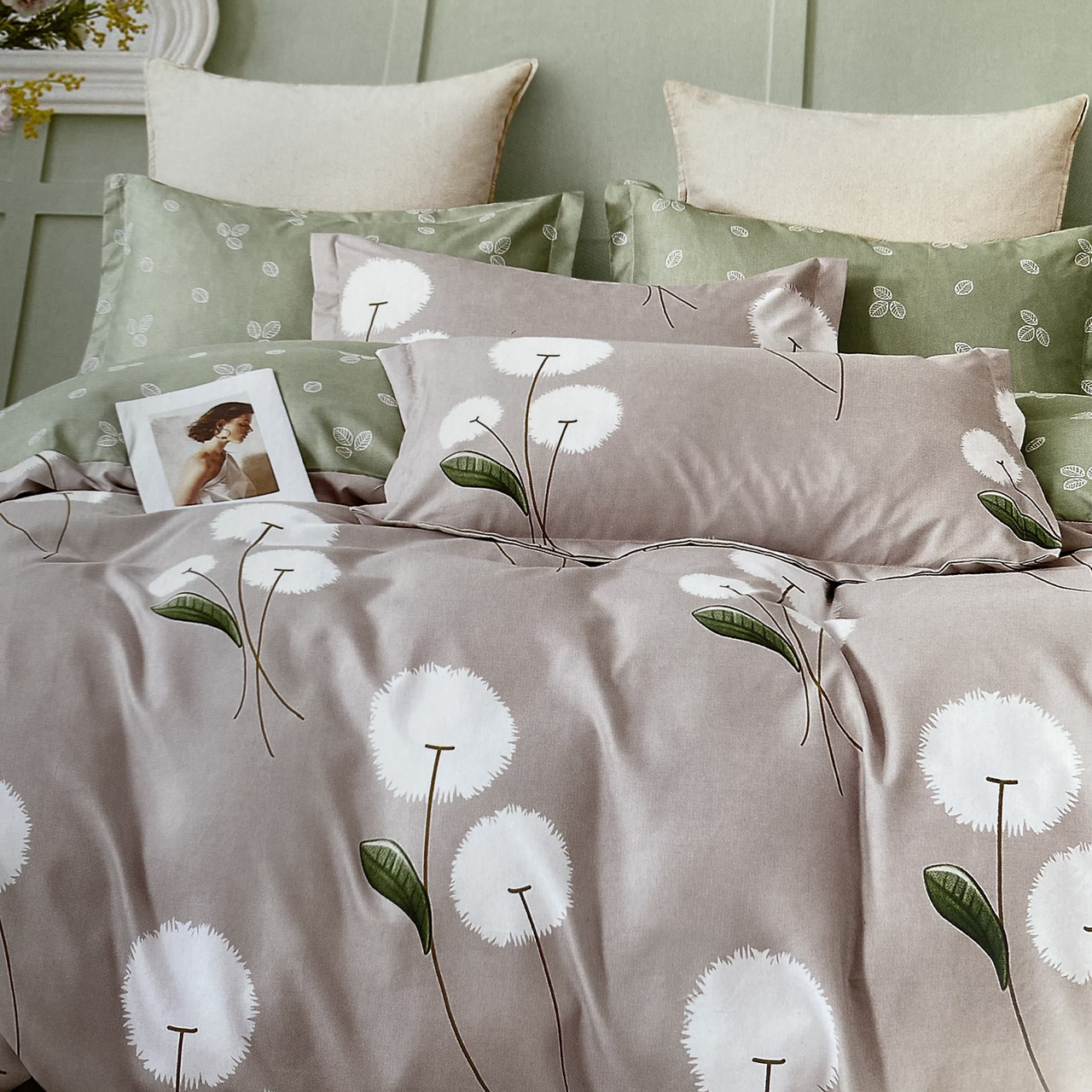 Постільна білизна Євро комплект з простирадлом на гумці Постільна білизна з фланелі євро розмір, фото 1