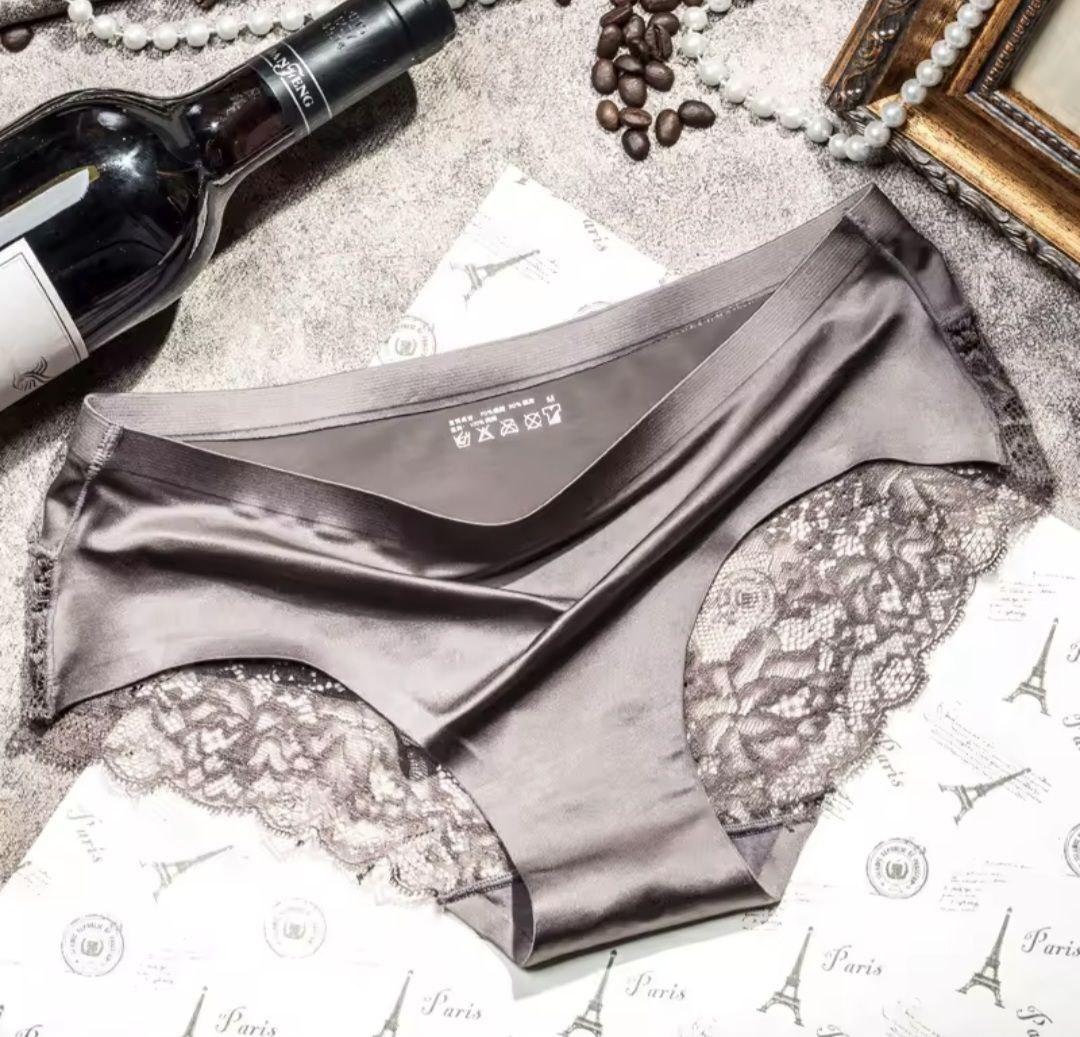 Безшовні жіночі трусики з мереживом, гладкі коричневі трусики бразиліана розмір S, фото 1