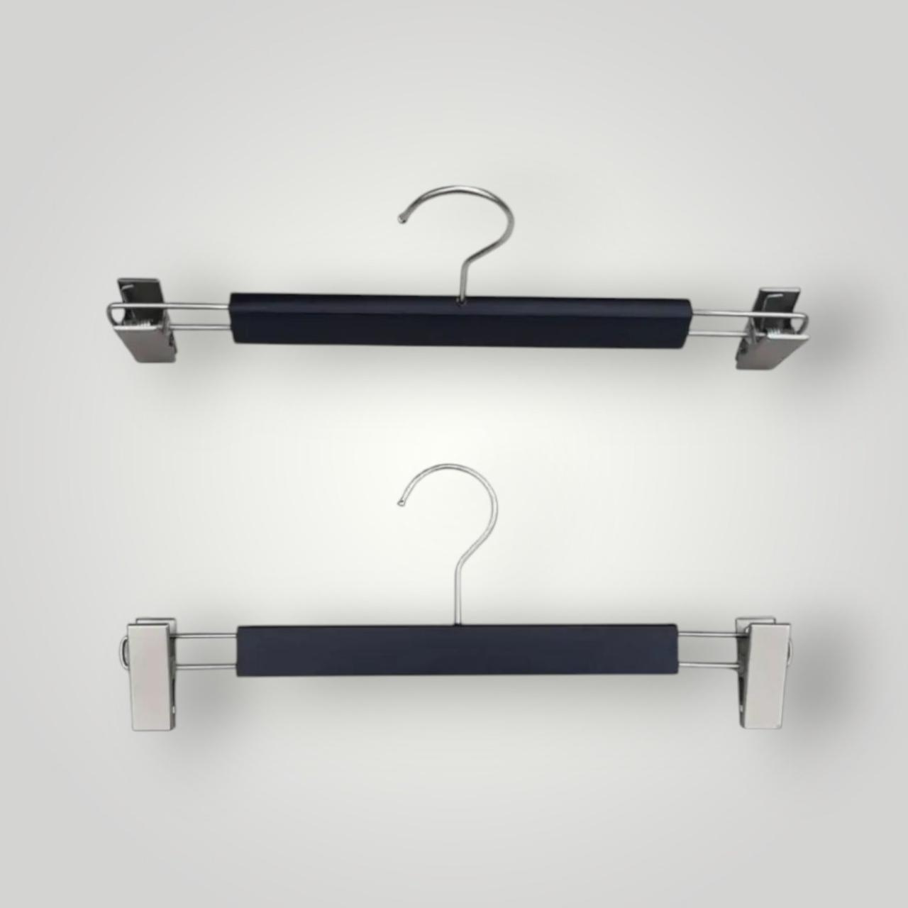 Плічки вішалки з прищіпками 35 см чорні тремпеля для штанів і спідниць  уп.5 шт, фото 1