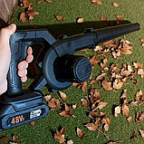 Повітродувка з пилососом садова вуличний 2 в 1 для збирання листя в мішки аккумудяторна на 48 В ручна бездротова, фото 4