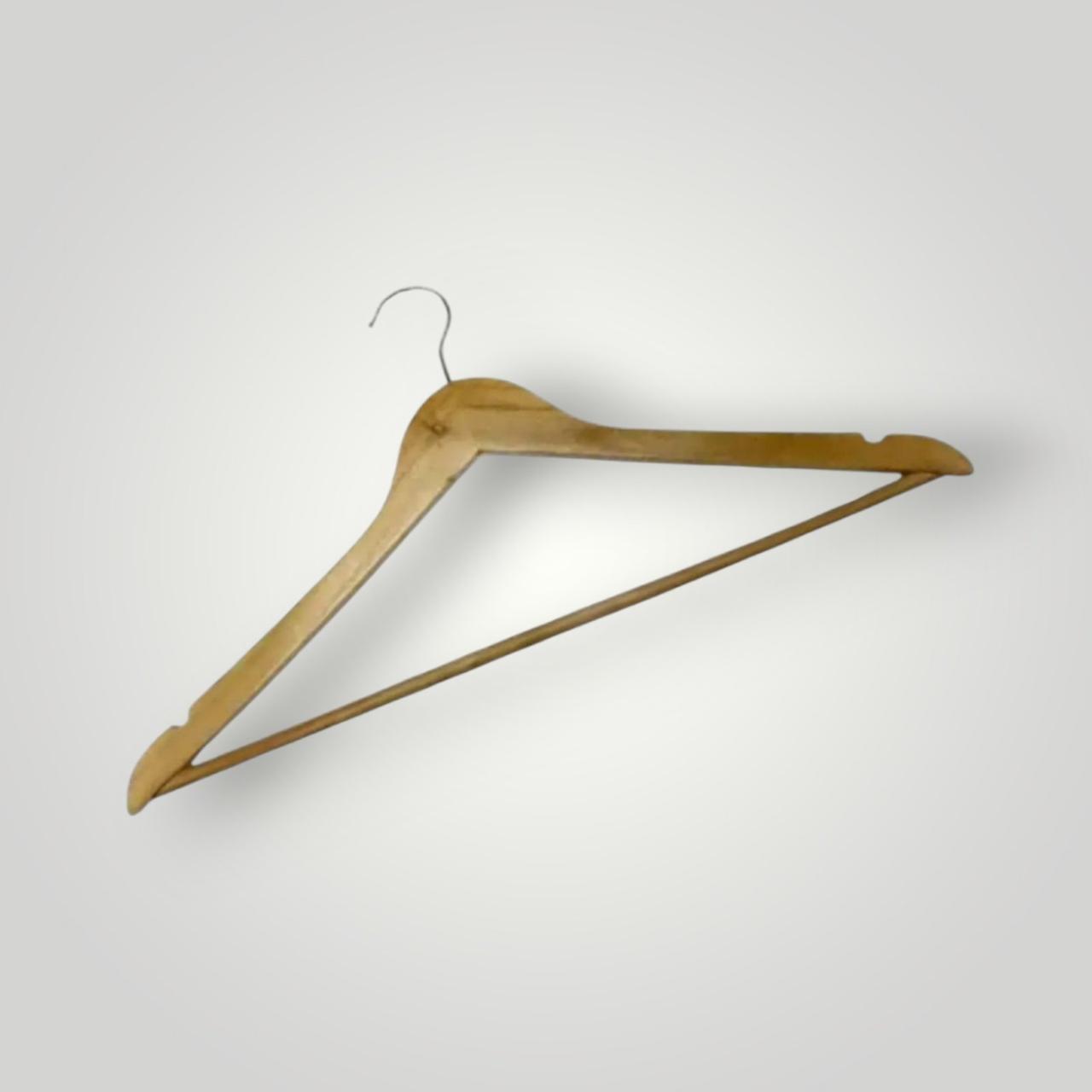 Плічки вішачки  дерев'яні 45 см з поперечиною Тремпеля світле дерево уп. 3 шт, фото 1