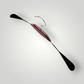 Силіконові вішачки плічки тремпеля металеві  з темною дерев'яною вставкою  44 см