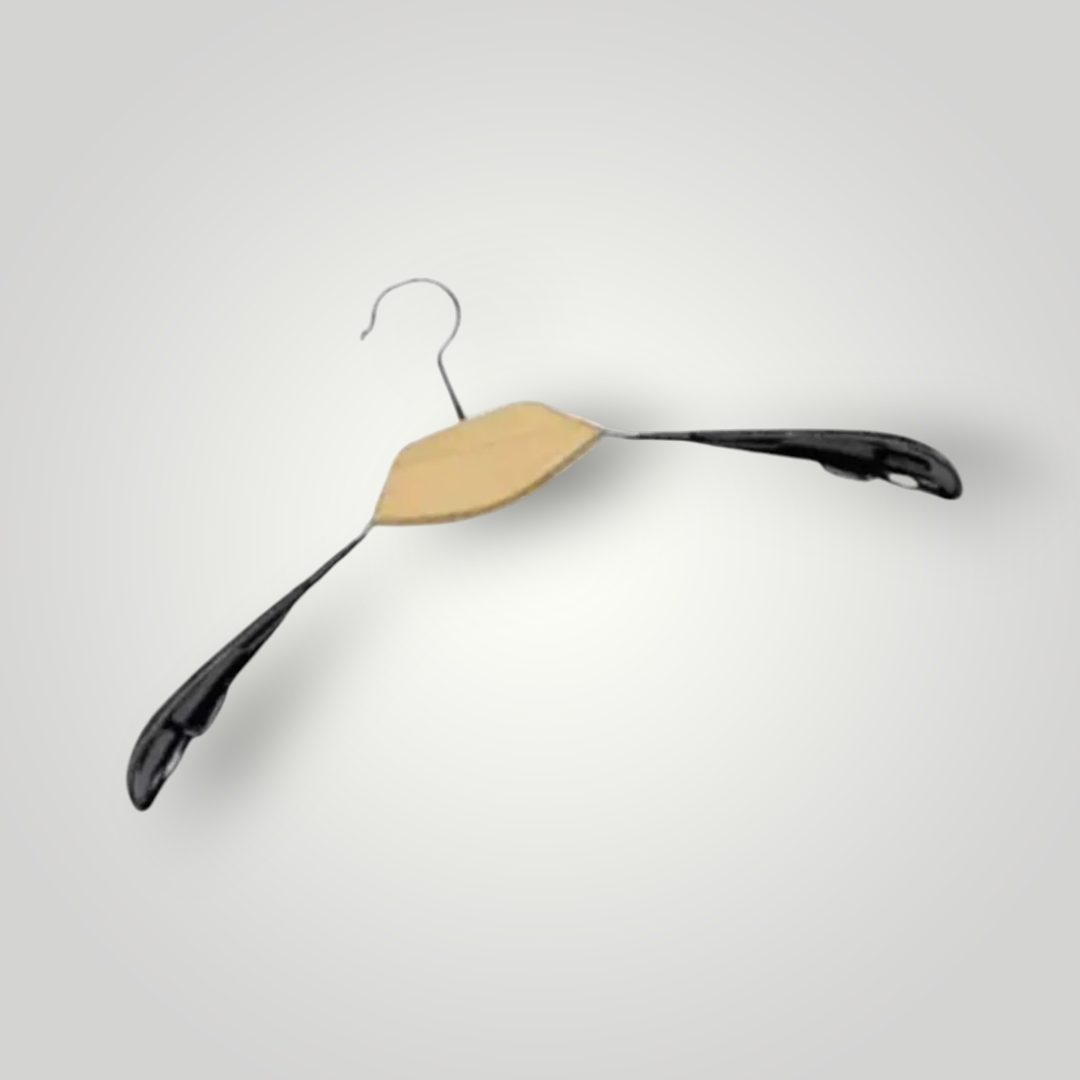 Плечики вішалки 44 см металеві з світлою дерев'яною вставкою з силіконові, фото 1