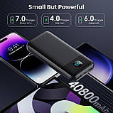 Повербанк 40800 мАг з швидкою зарядкою USB-C PD 15 Вт, портативний зовнішній акумулятор з РК-дисплеєм, 3 виходи, 2 входи, фото 6