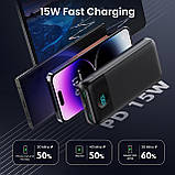 Повербанк 40800 мАг з швидкою зарядкою USB-C PD 15 Вт, портативний зовнішній акумулятор з РК-дисплеєм, 3 виходи, 2 входи, фото 7