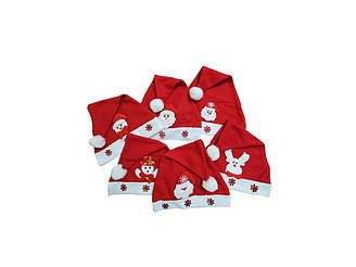 Шапка Діда морозу зі сніжинками . Шапка новорічна 12 штук