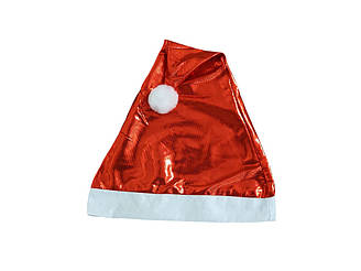 Шапка Діда мороза атласна . Шапка новорічна 12 штук