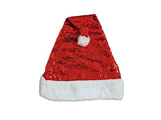 Шапка Діда мороза з паєтками. Шапка новорічна 12 штук