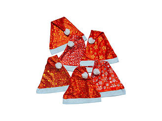 Шапка Санта Клаус атласна. Шапка новорічна 12 штук