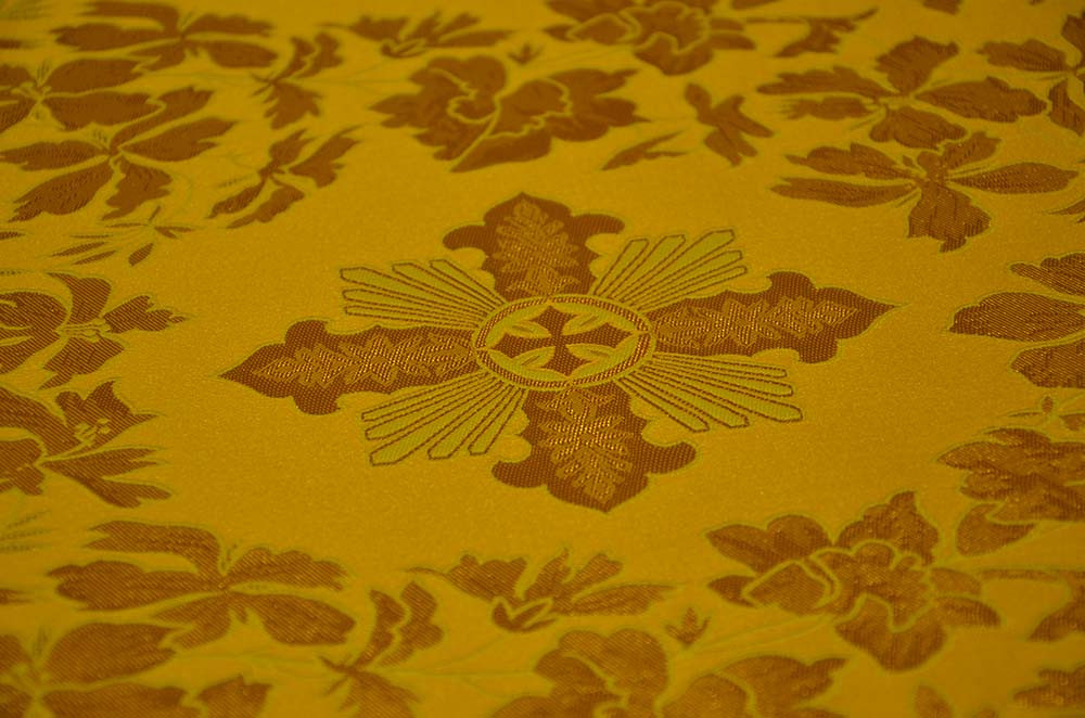 Шовкова церковна тканина Александрия жовта з золотом, фото 1