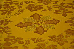 Шовкова церковна тканина Александрия жовта з золотом