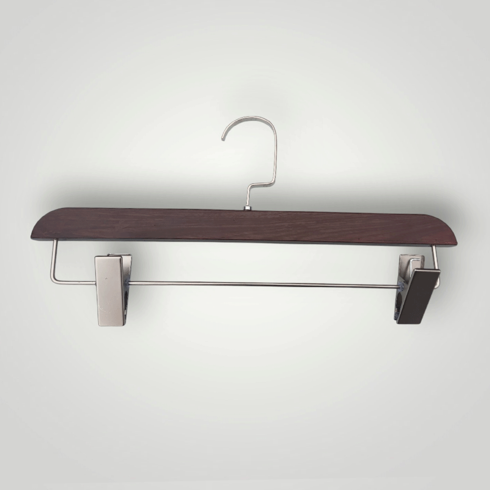 Плічки вішалки  з прищіпками 35 см коричневі тремпеля для штанів і спідниць  уп.5 шт, фото 1