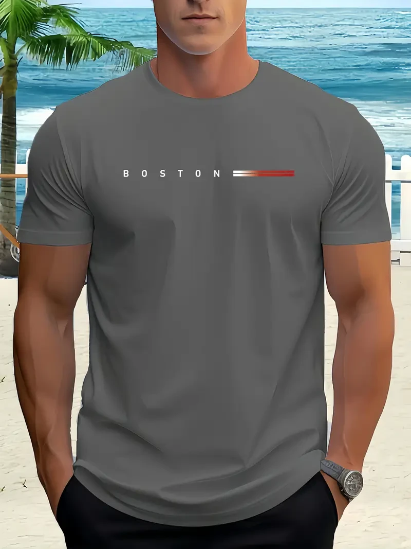 Модна футболка бавовняна з принтом Boston | Крута футболка стильна | Чоловіча футболка молодіжна | Літня футболка класна