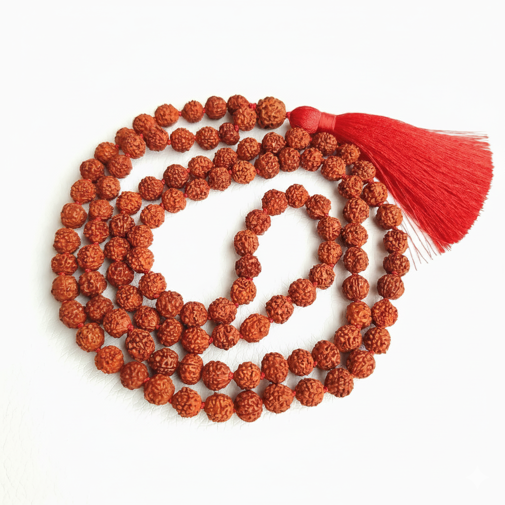 Чотки з Рудракші з вузлами 108 намистин d 8мм